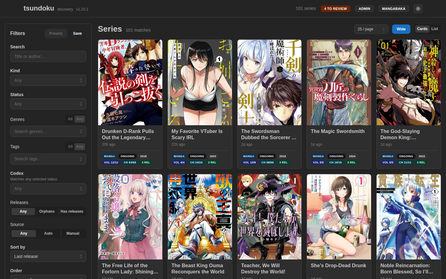 Browse feed in the wide layout