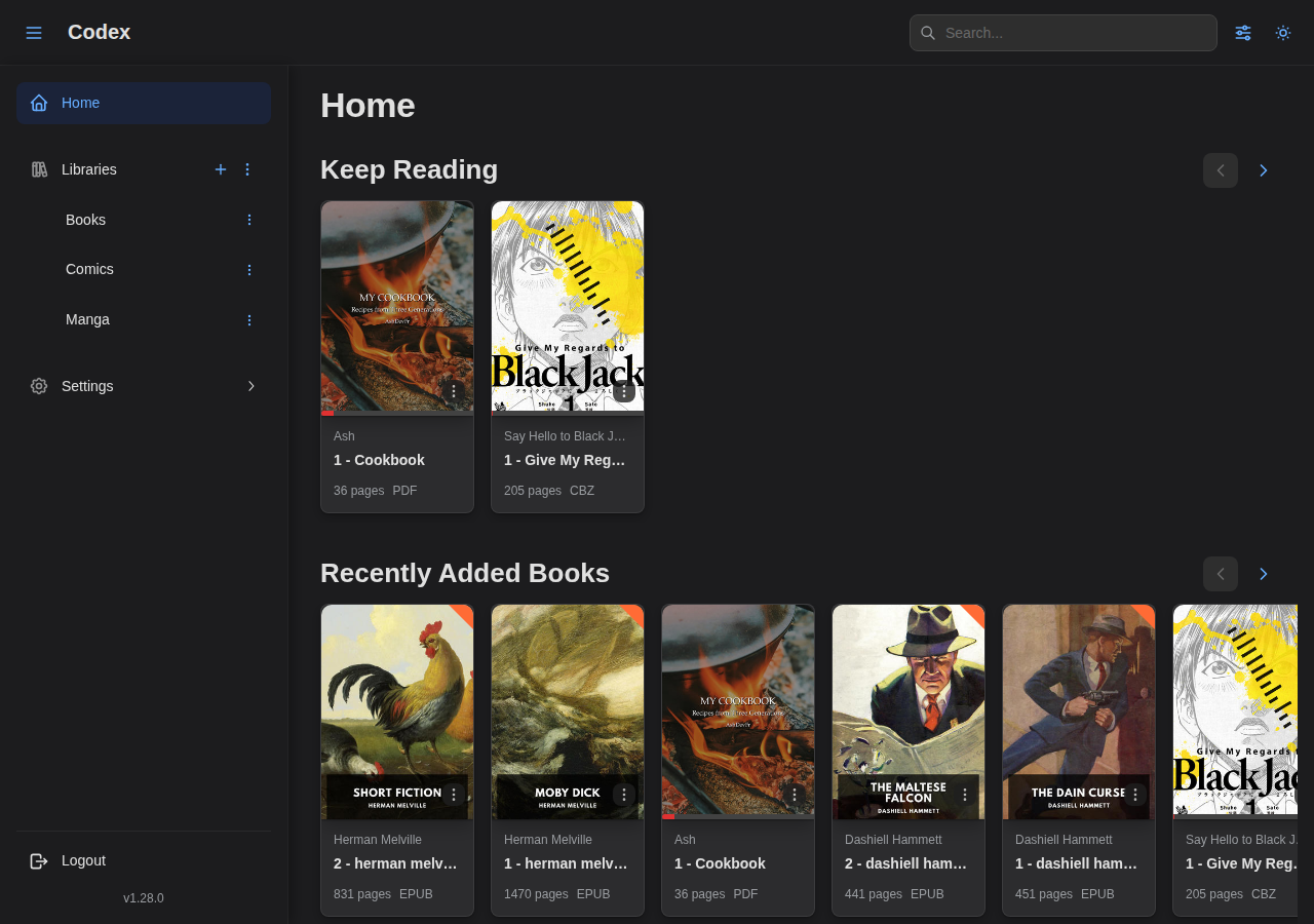 Codex home dashboard